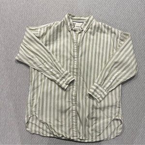 J.Crew Pistachio Bold Stripe Relaxed Fit Poplin Shirt